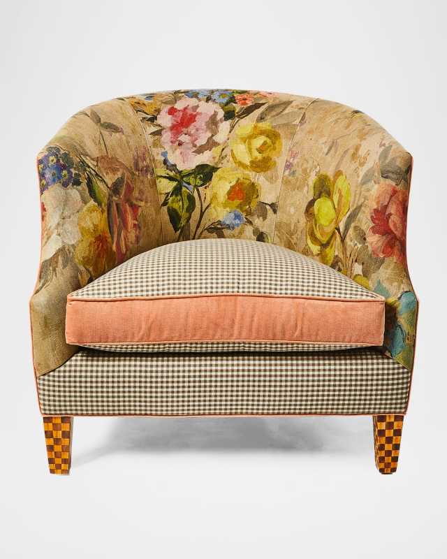 Field Study Floral and Gingham Accent Chair
